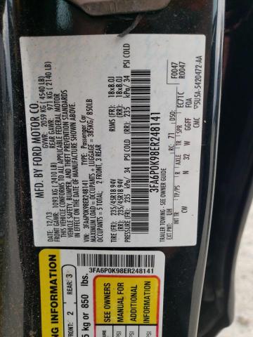 3FA6P0K98ER248141 - 2014 FORD FUSION TITANIUM BLACK photo 12