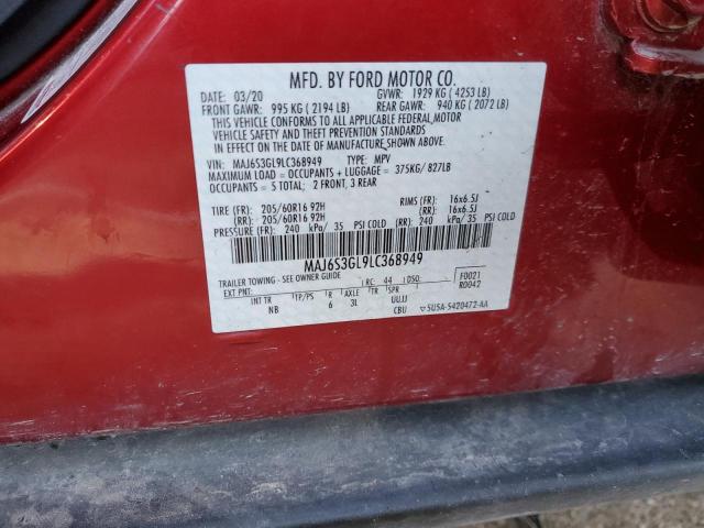 MAJ6S3GL9LC368949 - 2020 FORD ECOSPORT SE RED photo 12