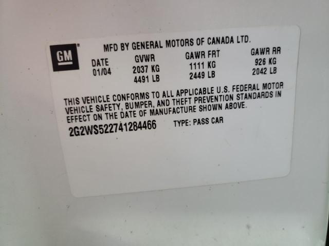 2G2WS522741284466 - 2004 PONTIAC GRAND PRIX GT2 თეთრი ფოტო 13