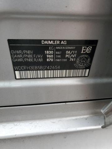 WDDFH3EB5BJ742654 - 2011 MERCEDES-BENZ B200 T SILVER photo 12