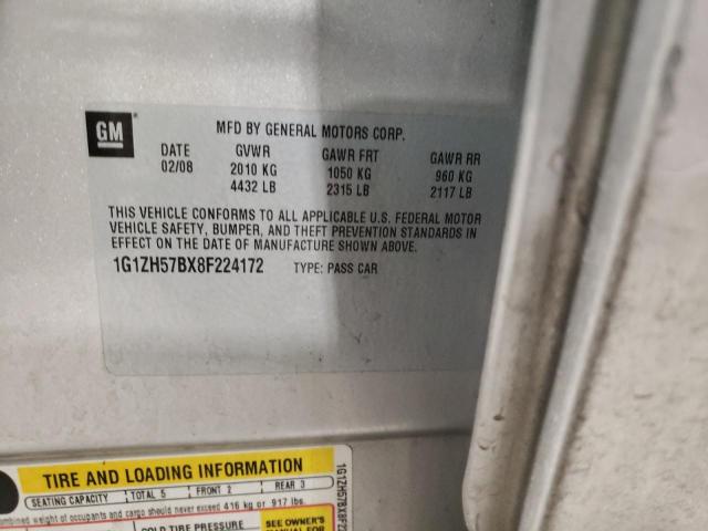 1G1ZH57BX8F224172 - 2008 CHEVROLET MALIBU 1LT 银色 照片 10