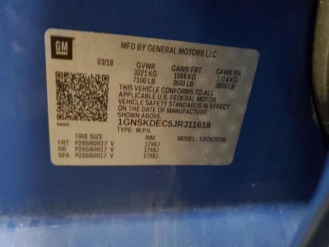 1GNSKDEC5JR311618 - 2018 CHEVROLET TAHOE POLICE Կապույտ լուսանկար 13