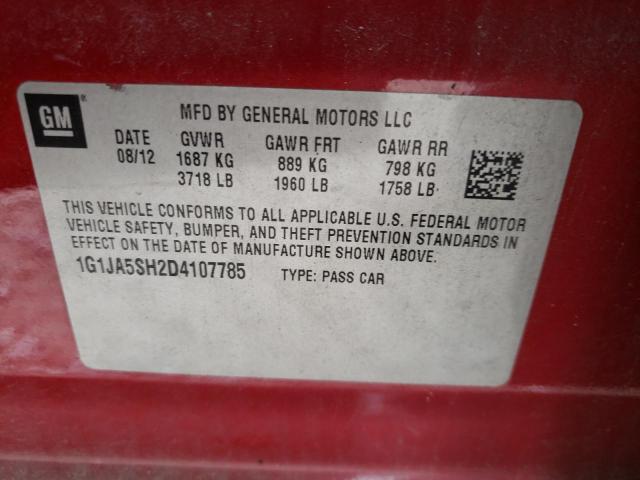 1G1JA5SH2D4107785 - 2013 CHEVROLET SONIC LS 红色 照片 12