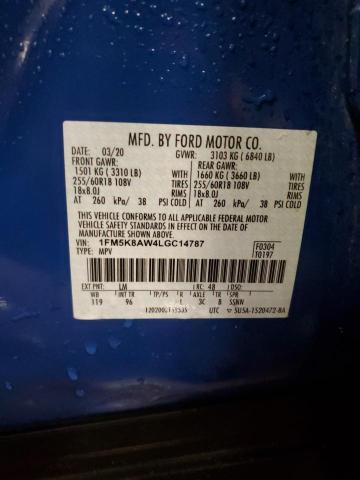 1FM5K8AW4LGC14787 - 2020 FORD EXPLORER POLICE INTERCEPTOR 蓝色 照片 13