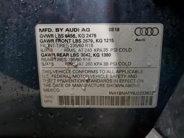 WA1BNAFY6J2233622 - 2018 AUDI Q5 PREMIUM PLUS BLUE photo 12