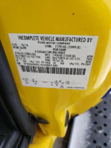 1FDWX6DCXHDB01186 - 2017 FORD F650 SUPER DUTY YELLOW photo 10