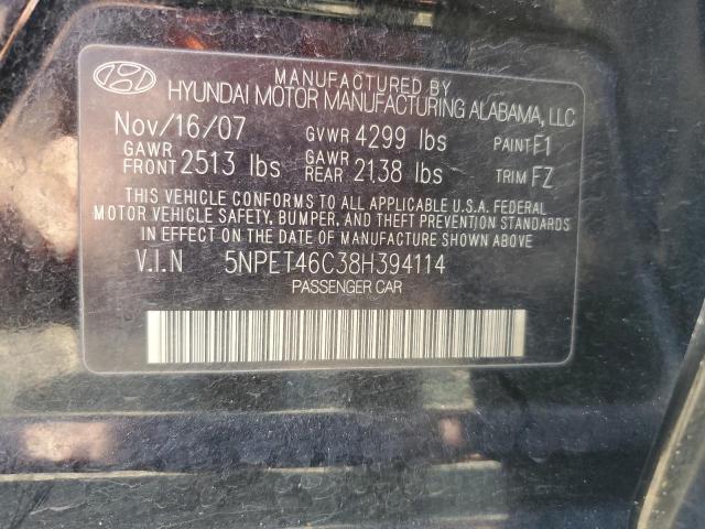 5NPET46C38H394114 - 2008 HYUNDAI SONATA GLS BLACK photo 13