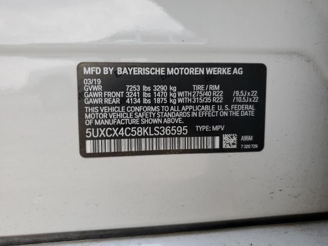 5UXCX4C58KLS36595 - 2019 BMW X7 XDRIVE50I WHITE photo 13