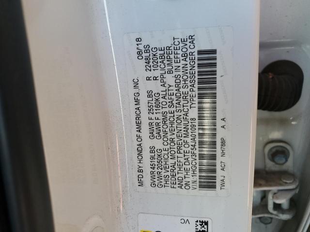 1HGCV3F54JA010918 - 2018 HONDA ACCORD HYBRID EXL WHITE photo 12