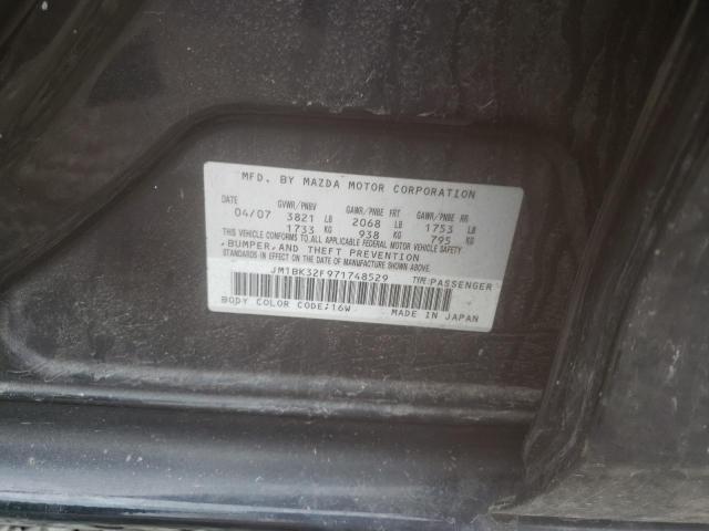 JM1BK32F971748529 - 2007 MAZDA 3 I BLACK photo 12