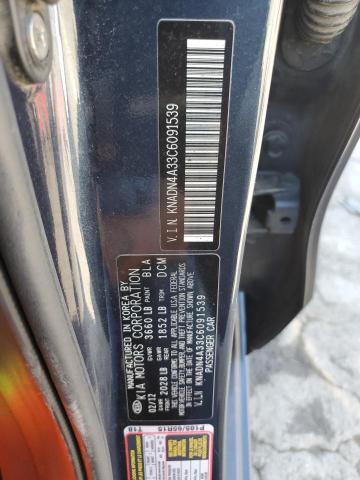 KNADN4A33C6091539 - 2012 KIA RIO EX BLUE photo 12