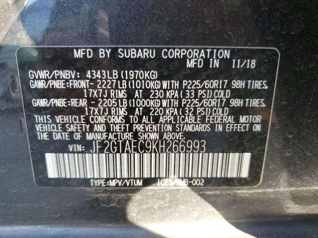 JF2GTAEC9KH266993 - 2019 SUBARU CROSSTREK PREMIUM 石墨色 照片 13