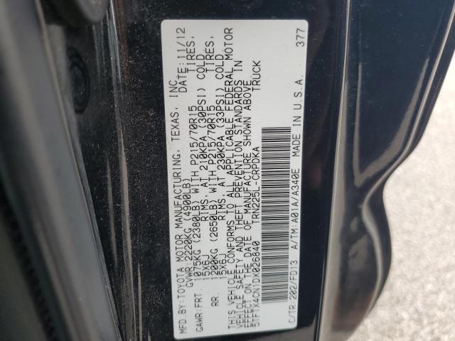 5TFTX4CN1DX026840 - 2013 TOYOTA TACOMA ACCESS CAB შავი ფოტო 12