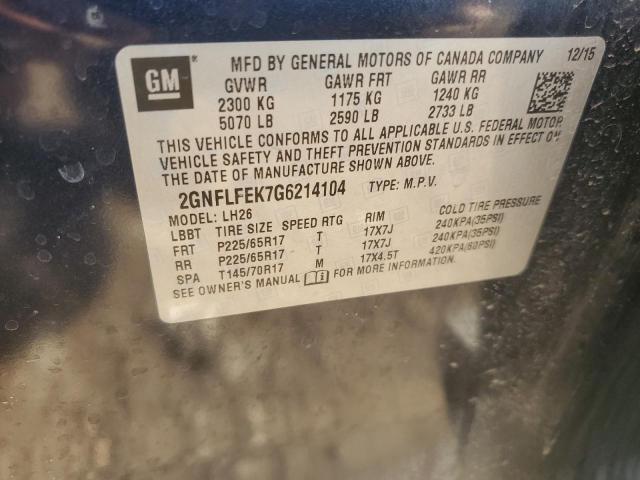 2GNFLFEK7G6214104 - 2016 CHEVROLET EQUINOX LT BLUE photo 14