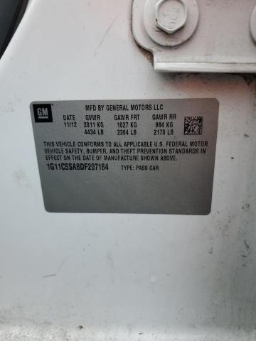 1G11C5SA8DF207164 - 2013 CHEVROLET MALIBU 1LT თეთრი ფოტო 12