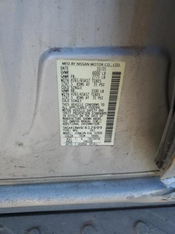 5N1AR18WX6C612699 - 2006 NISSAN PATHFINDER LE ვერცხლისფერი ფოტო 12