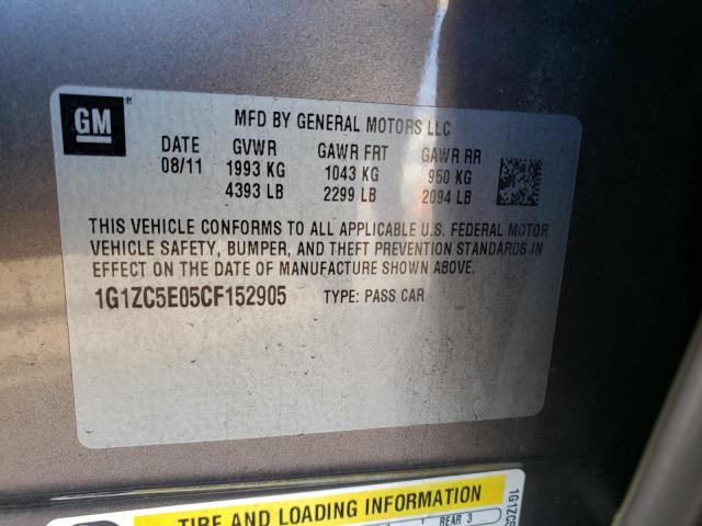 1G1ZC5E05CF152905 - 2012 CHEVROLET MALIBU 1LT TAN photo 12