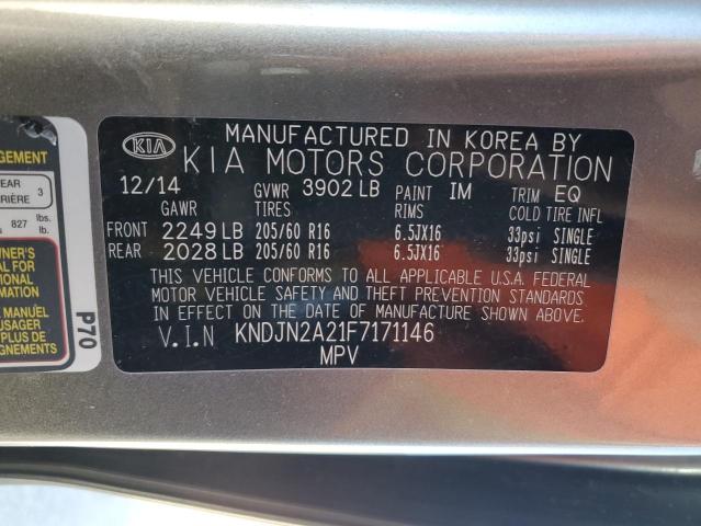 KNDJN2A21F7171146 - 2015 KIA SOUL GRAY photo 12