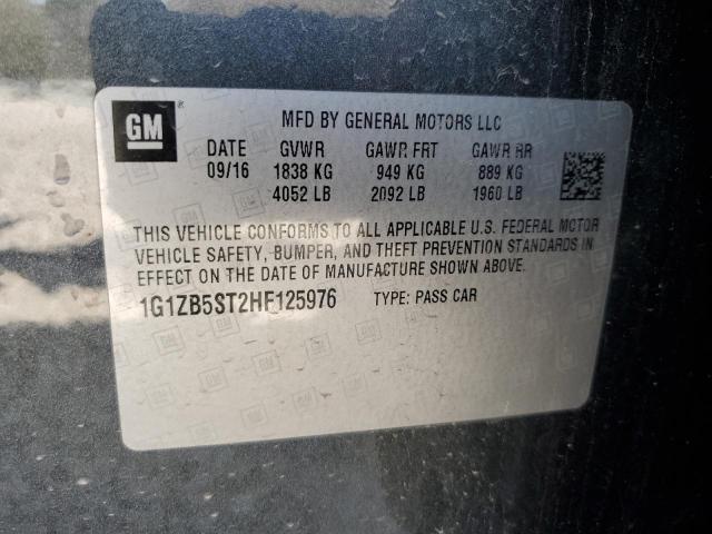 1G1ZB5ST2HF125976 - 2017 CHEVROLET MALIBU LS CHARCOAL photo 12