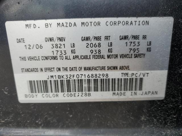 JM1BK32F071688298 - 2007 MAZDA 3 I GRAY photo 12