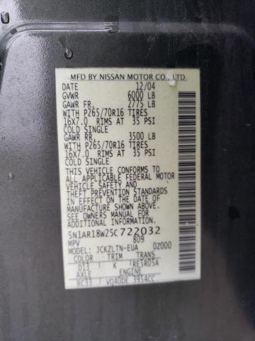 5N1AR18W25C722032 - 2005 NISSAN PATHFINDER LE 绿色 照片 12