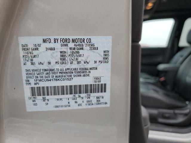 1FMCU94178KC01527 - 2008 FORD ESCAPE LIMITED SILVER photo 12