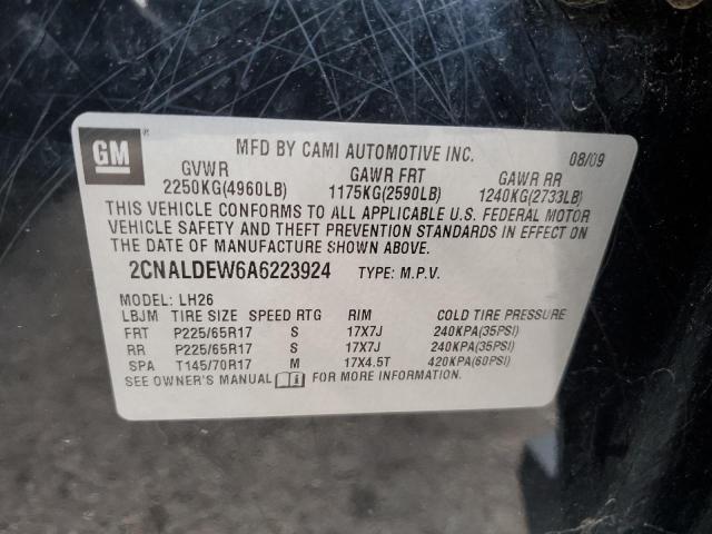 2CNALDEW6A6223924 - 2010 CHEVROLET EQUINOX LT BLACK photo 12