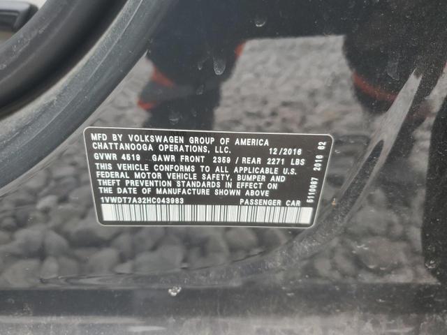 1VWDT7A32HC043983 - 2017 VOLKSWAGEN PASSAT R-LINE Գրաֆիտ լուսանկար 13