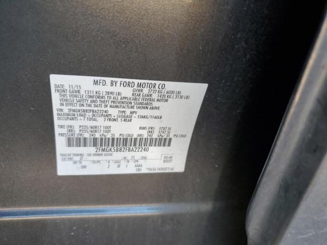 2FMGK5B82FBA22240 - 2015 FORD FLEX SE CHARCOAL photo 13