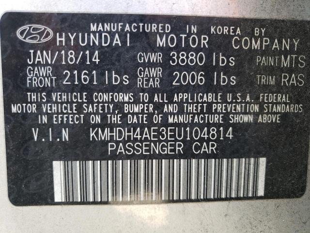 KMHDH4AE3EU104814 - 2014 HYUNDAI ELANTRA SE SILVER photo 13