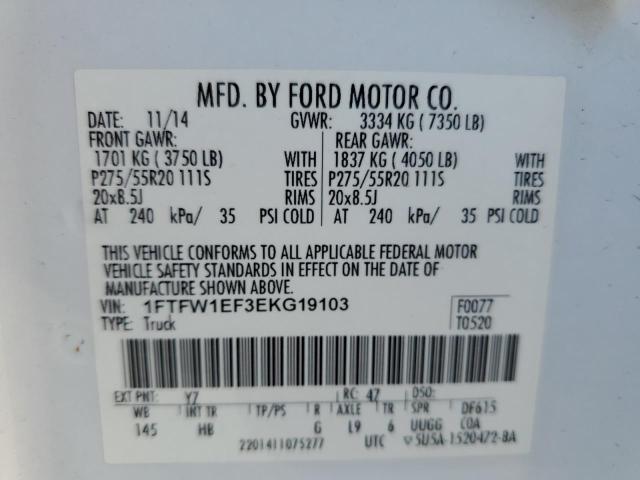 1FTFW1EF3EKG19103 - 2014 FORD F150 SUPERCREW WHITE photo 12