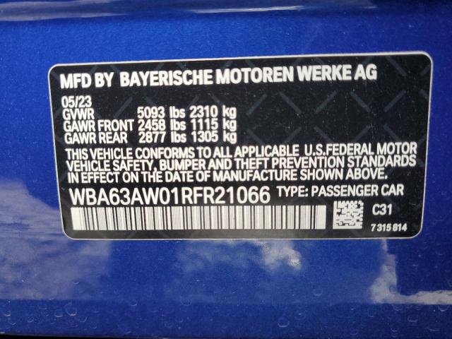 WBA63AW01RFR21066 - 2024 BMW M440I GRAN COUPE BLUE photo 12