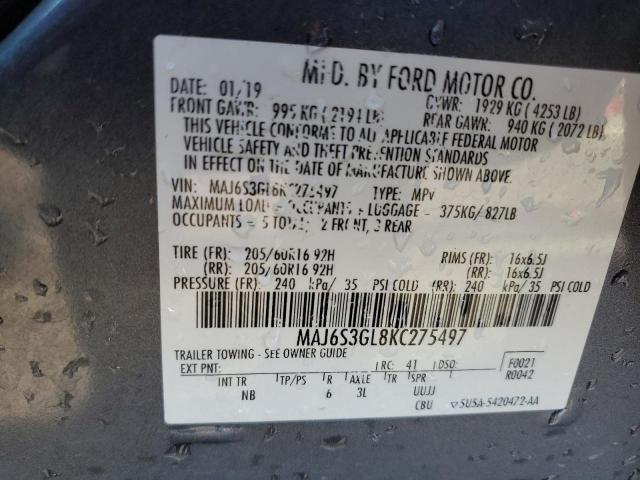 MAJ6S3GL8KC275497 - 2019 FORD ECOSPORT SE 石墨色 照片 12