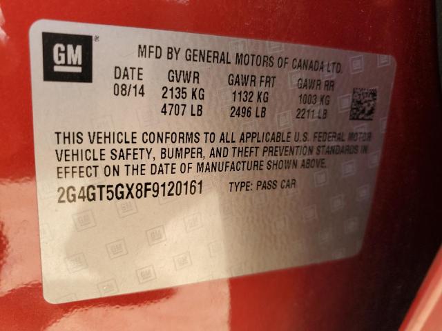 2G4GT5GX8F9120161 - 2015 BUICK REGAL GS Қызыл фото 12