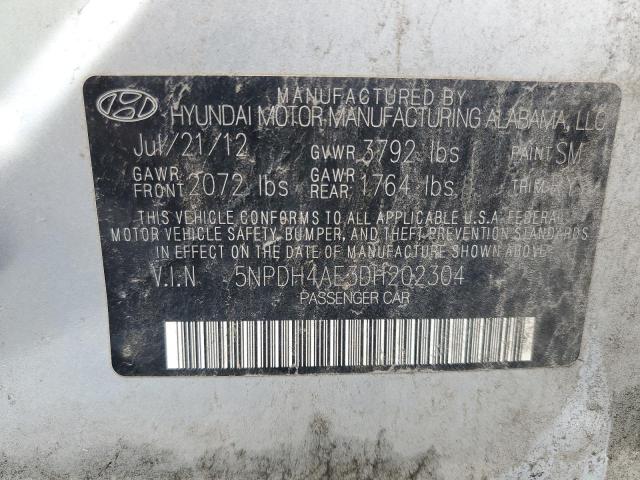 5NPDH4AE3DH202304 - 2013 HYUNDAI ELANTRA GLS SILVER photo 12