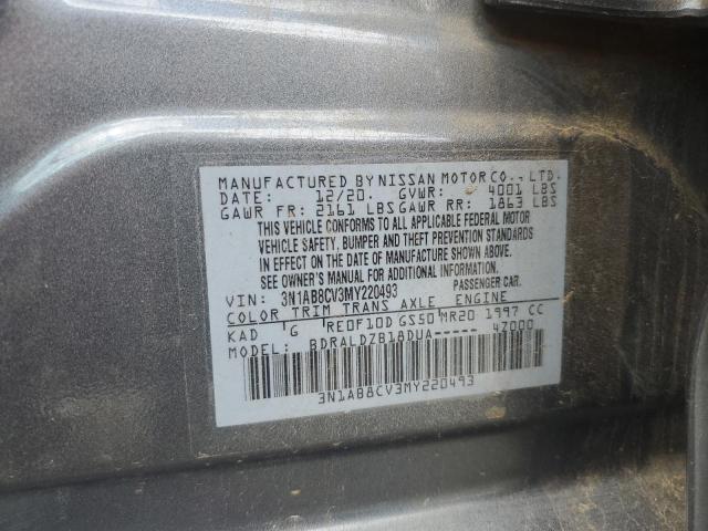 3N1AB8CV3MY220493 - 2021 NISSAN SENTRA SV GRAY photo 13