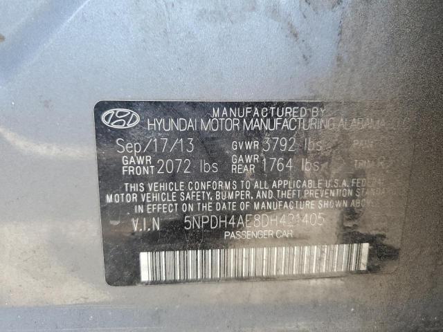 5NPDH4AE8DH421405 - 2013 HYUNDAI ELANTRA GLS GRAY photo 12