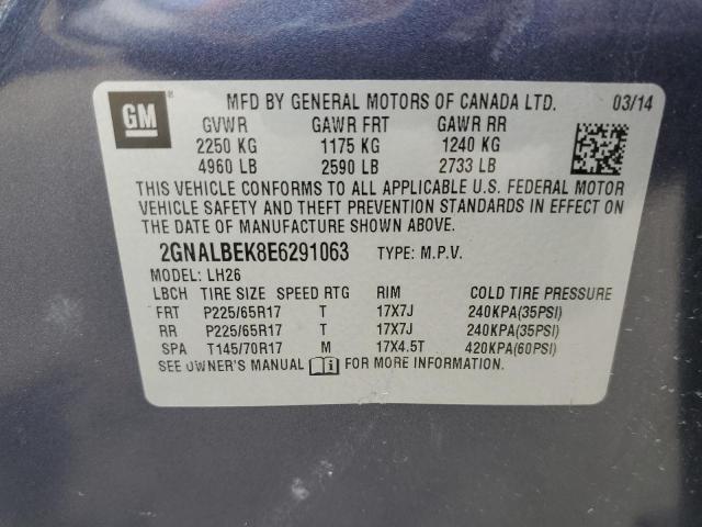 2GNALBEK8E6291063 - 2014 CHEVROLET EQUINOX LT BLUE photo 13