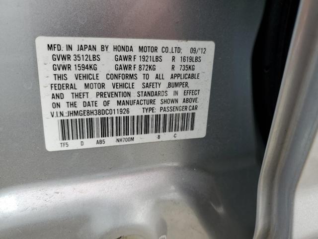 JHMGE8H38DC011926 - 2013 HONDA FIT SILVER photo 13