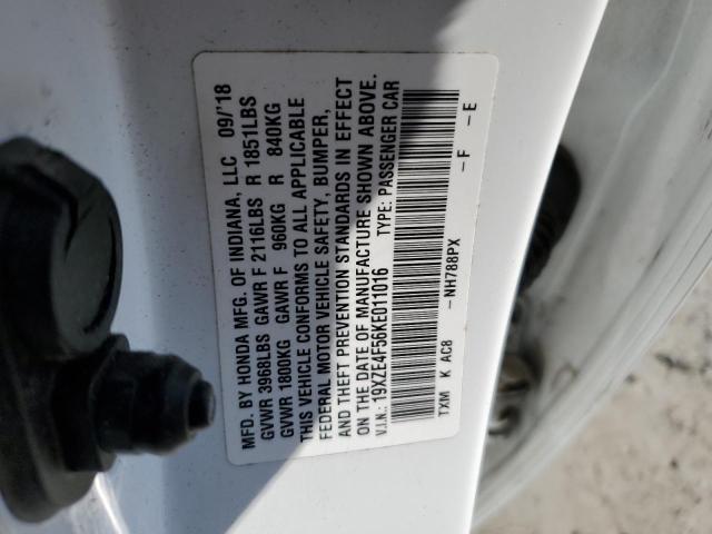 19XZE4F56KE011016 - 2019 HONDA INSIGHT EX WHITE photo 12