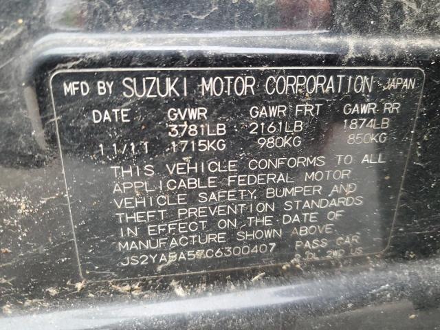 JS2YA5A57C6300407 - 2012 SUZUKI SX4 BLACK photo 12