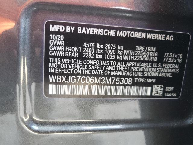 WBXJG7C06M3M75308 - 2021 BMW X1 SDRIVE28I BLACK photo 12