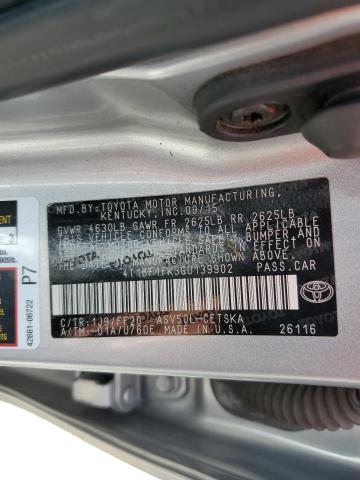 4T1BF1FK3GU139902 - 2016 TOYOTA CAMRY LE SILVER photo 12