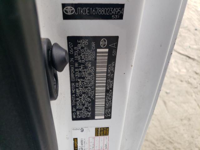 JTKDE167880234954 - 2008 TOYOTA SCION TC 白色 照片 12