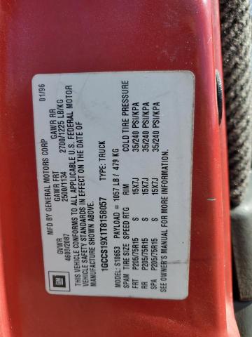 1GCCS19X1T8158057 - 1996 CHEVROLET S TRUCK S10 RED photo 13