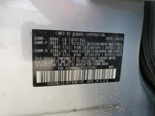 4S4WMAED2P3435039 - 2023 SUBARU ASCENT PREMIUM SILVER photo 14