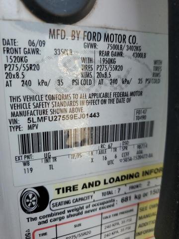 5LMFU27559EJ01443 - 2009 LINCOLN NAVIGATOR თეთრი ფოტო 14