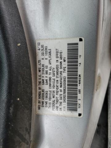 SHSRD78882U000663 - 2002 HONDA CR-V EX GRAY photo 12