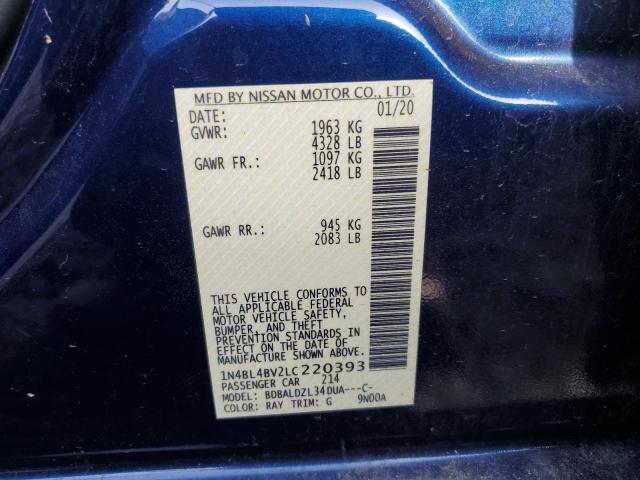 1N4BL4BV2LC220393 - 2020 NISSAN ALTIMA S BLUE photo 12