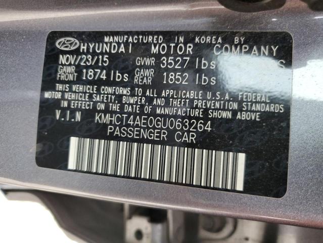 KMHCT4AE0GU063264 - 2016 HYUNDAI ACCENT SE GRAY photo 13